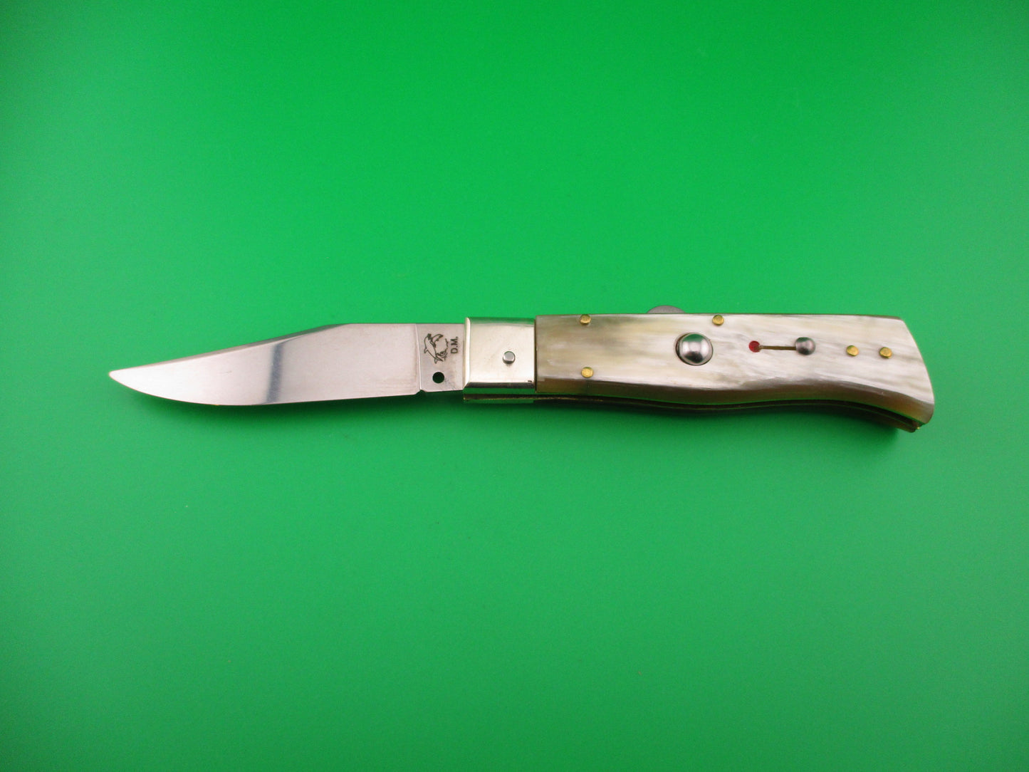 DM Dolphin 20cm Italian Humpback Red Dot Hunter Honey & Cream automatic knife