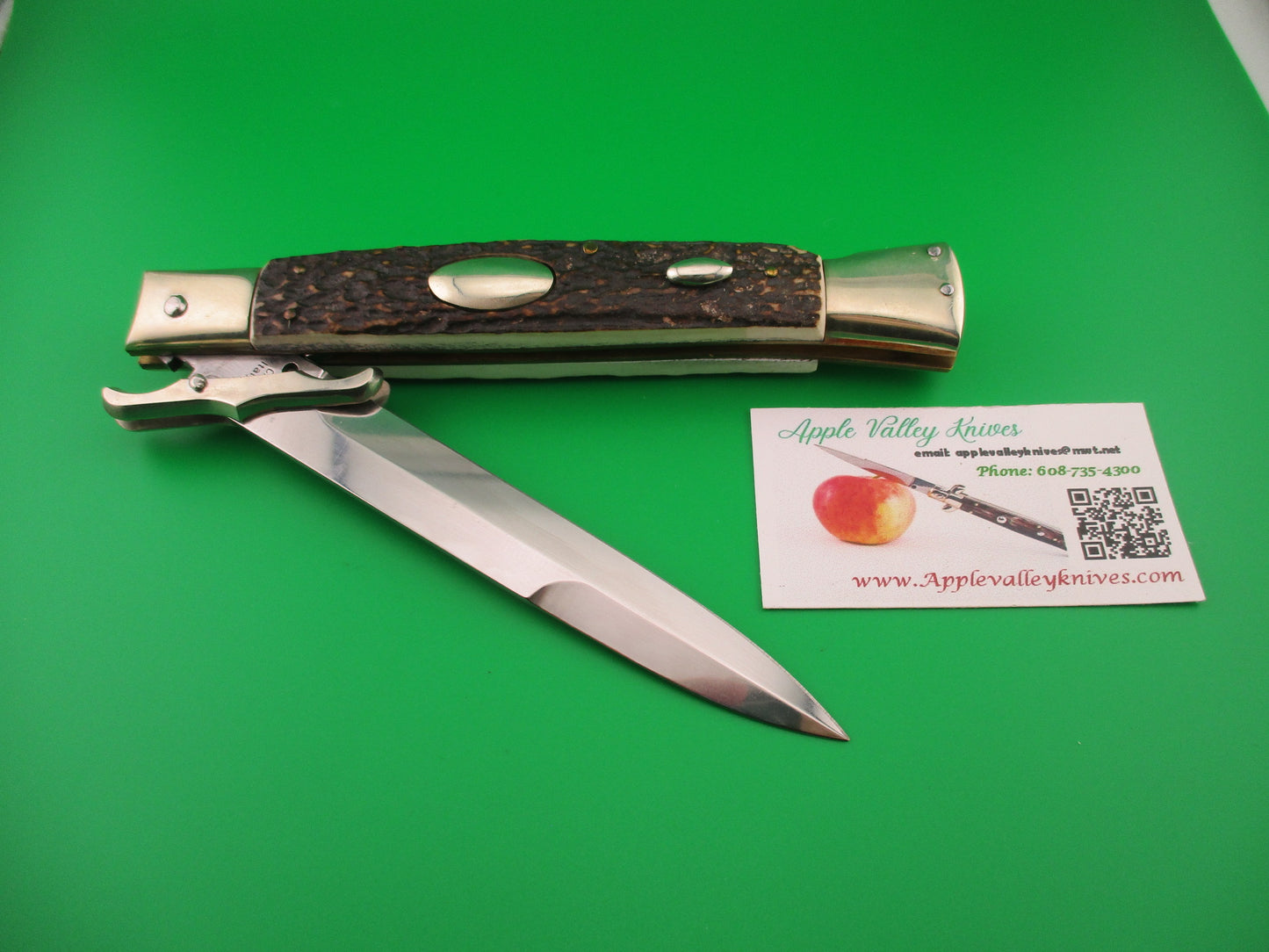 z AGA CAMPOLIN MANIAGO ITALY 2014 33cm Italian Swing Guard Stag Oval Button switchblade