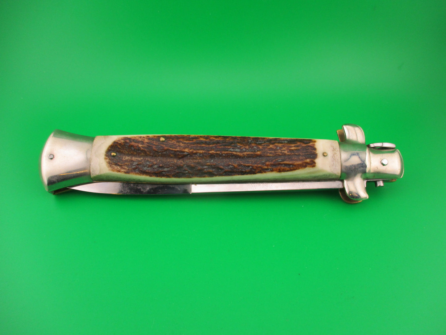 AGA CAMPOLIN ITALY 38cm Italian swivel bolster Stag stiletto 15 inch automatic knife
