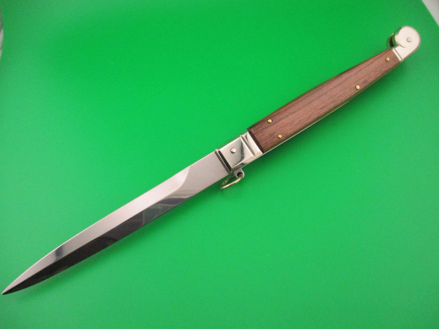 AGA CAMPOLIN 30cm Italian Sicilian Ring Pull Wood handled automatic knife