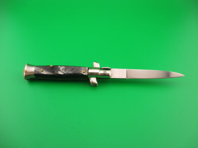 Sterile 16cm Italian Stiletto swivel bolster flat top plastic scales automatic knife