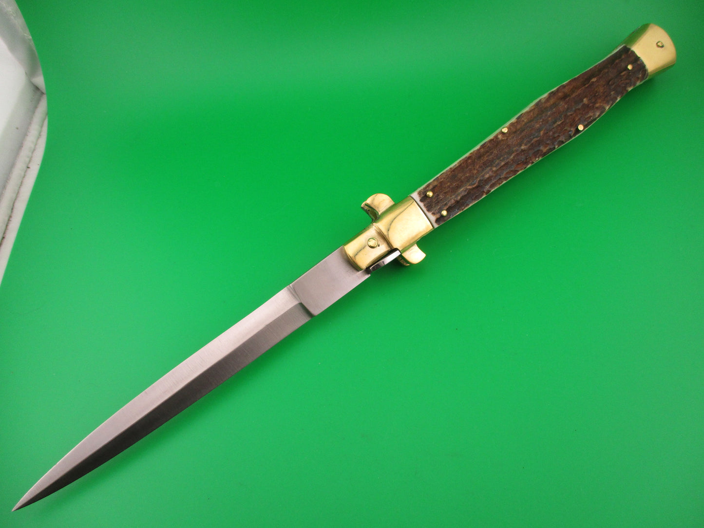 Renzo Pascotto Maniago Italy 35cm Italian Wasp body Picklock Stag automatic knife