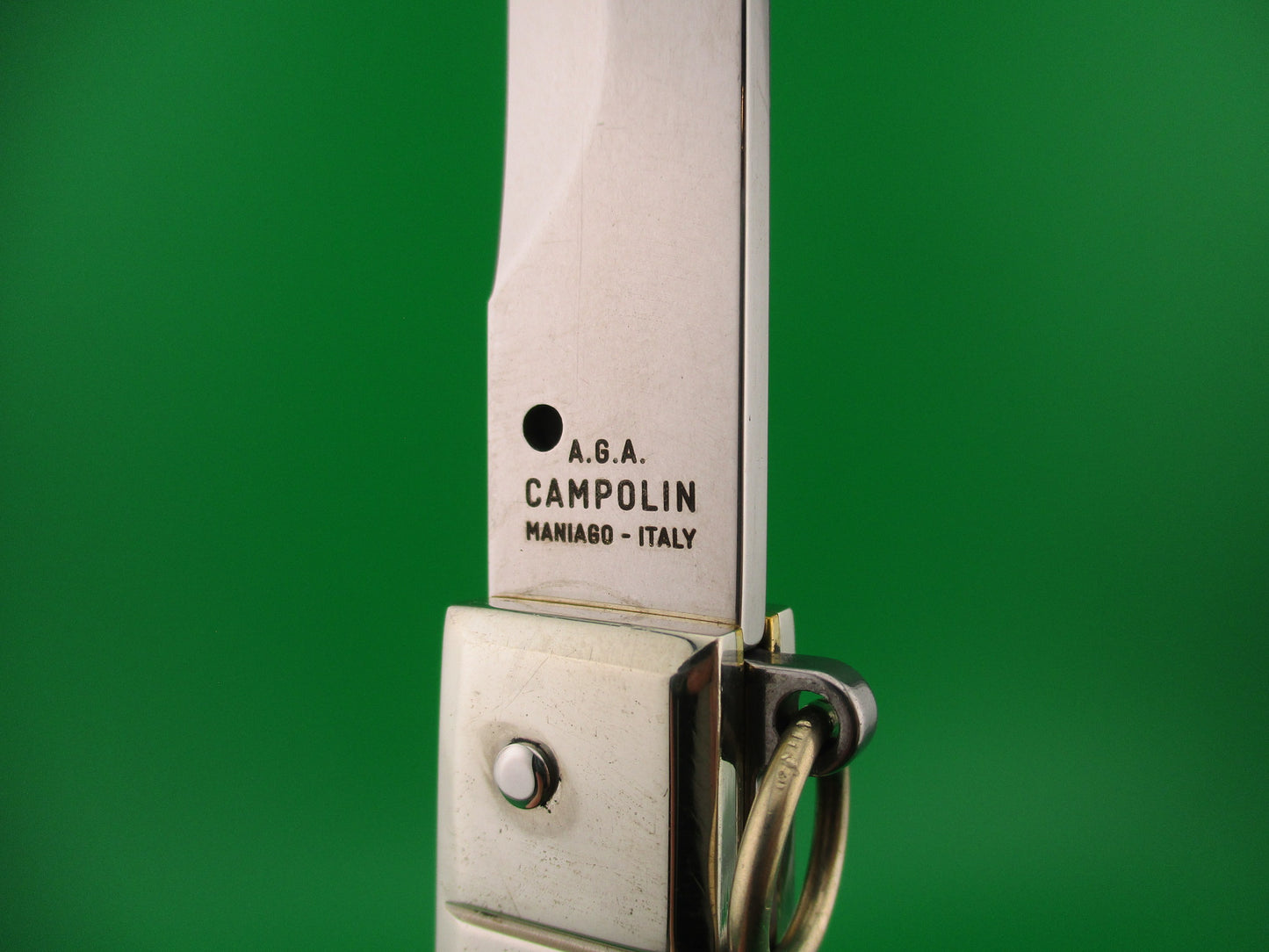 AGA CAMPOLIN 30cm Italian Sicilian Ring Pull Wood handled automatic knife