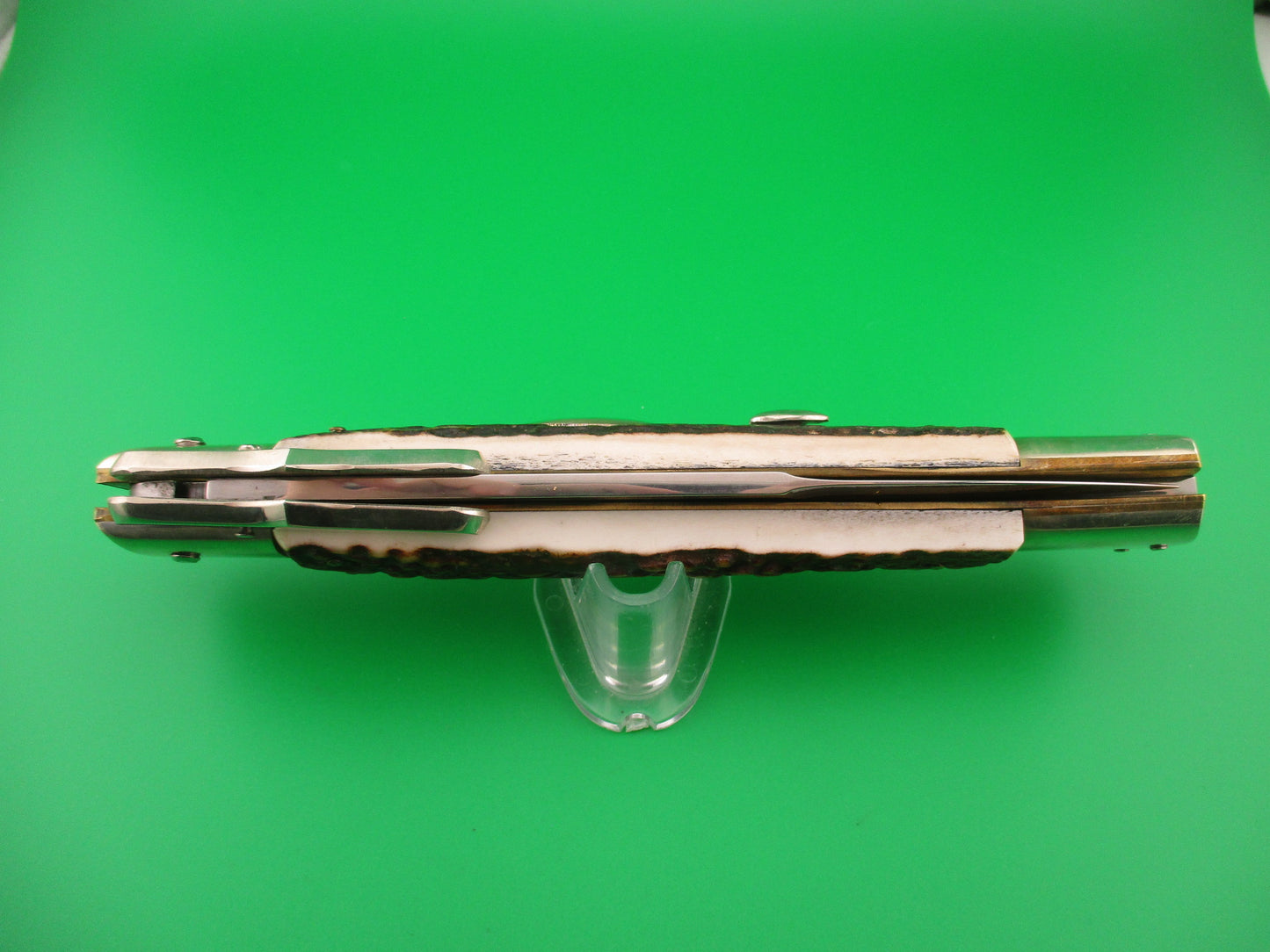 z AGA CAMPOLIN MANIAGO ITALY 2014 33cm Italian Swing Guard Stag Oval Button switchblade