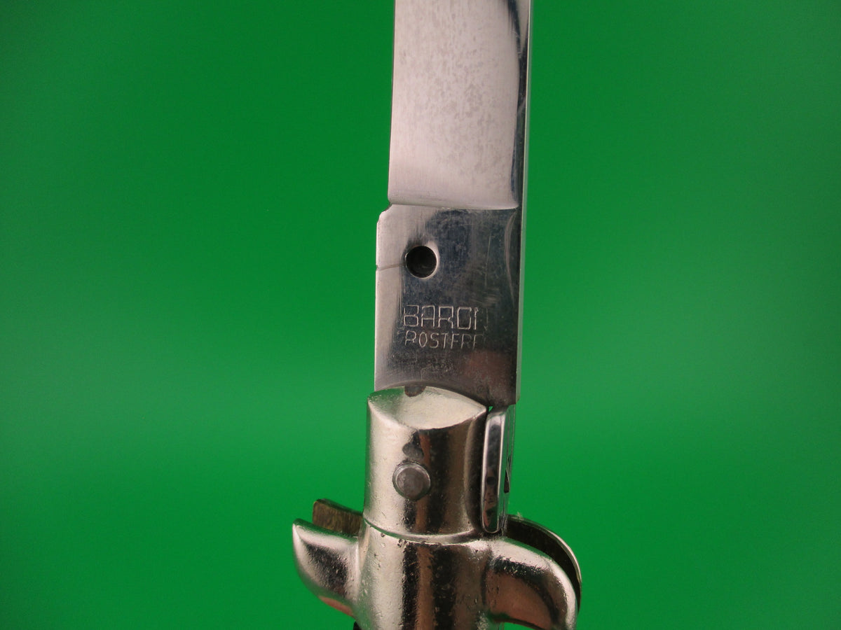 BARON ROSTFREI 21cm Italian swivel bolster Black checkered automatic knife