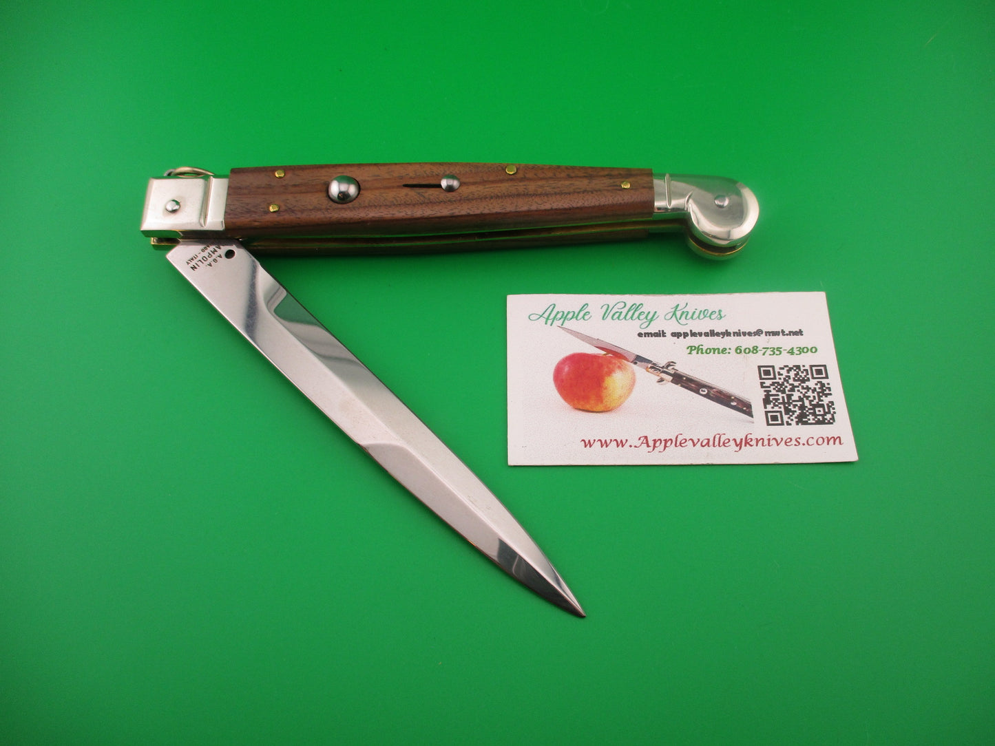 AGA CAMPOLIN 30cm Italian Sicilian Ring Pull Wood handled automatic knife