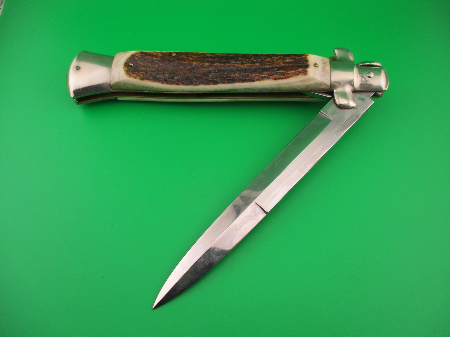 AGA CAMPOLIN ITALY 38cm Italian swivel bolster Stag stiletto 15 inch automatic knife
