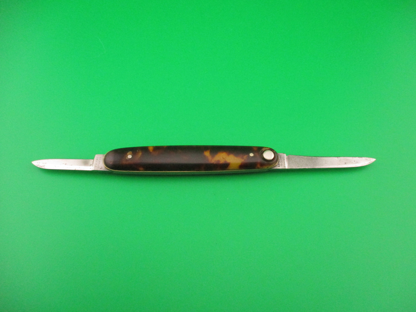Press Button Knife Co #102 medium double Tortoise celluloid automatic knife Pat Applied For