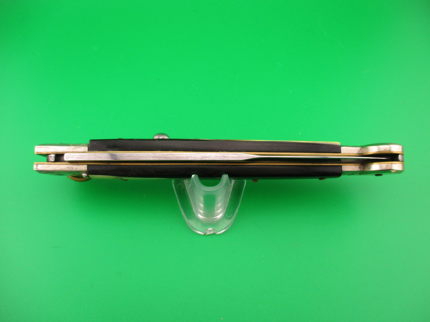 AGA CAMPOLIN 30cm Sicilian Ring Pull Italian Black & Cream horn automatic knife used