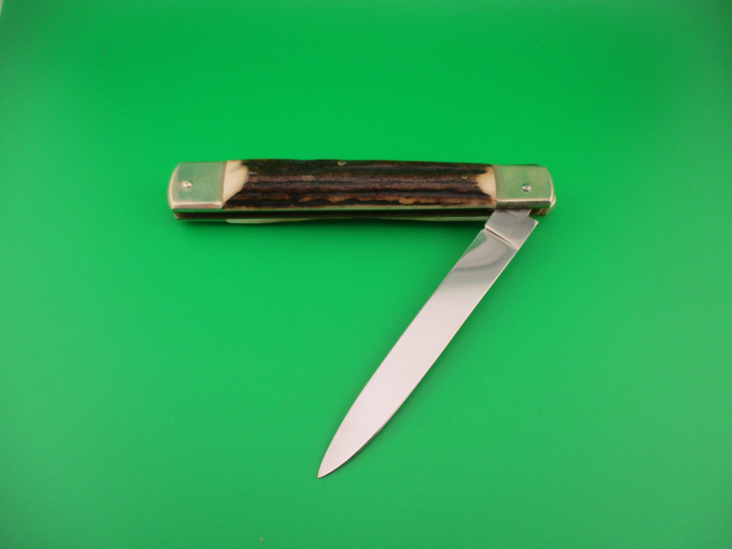 Hubertus 14cm German Slimline Stag Spear point blade Lever automatic knife