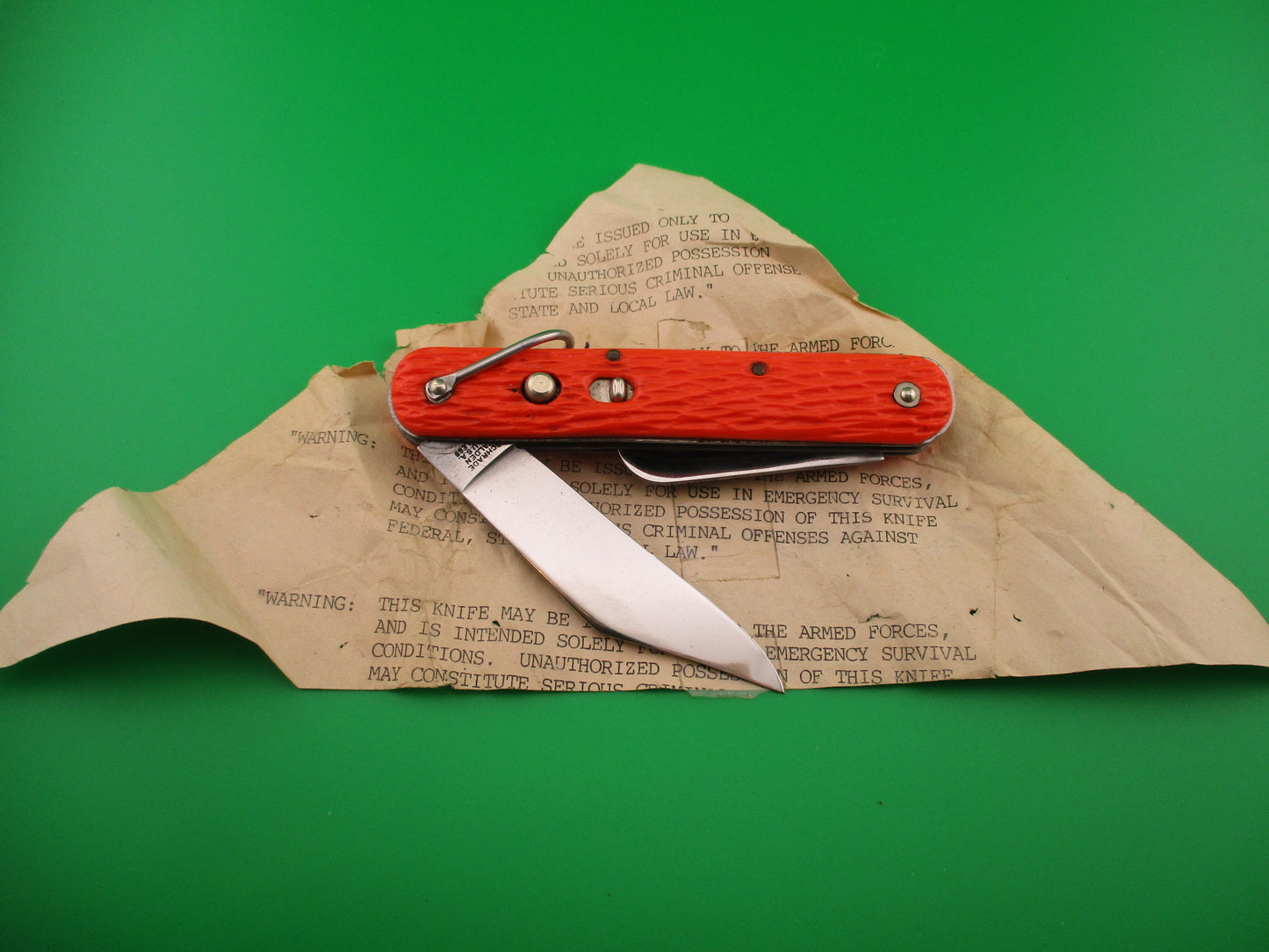 Schrade Walden vintage MC1 Orange military paratrooper switchblade in wrapper