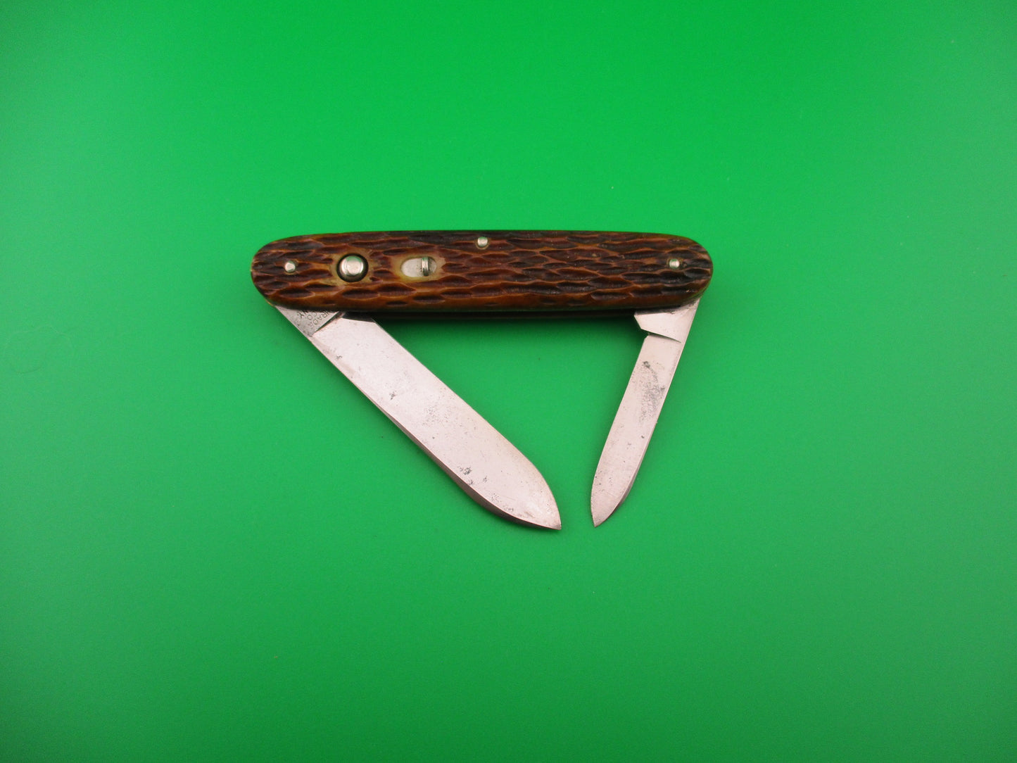 Schrade Cut Co Large Double jigged bone Spear/pen vintage automatic knife