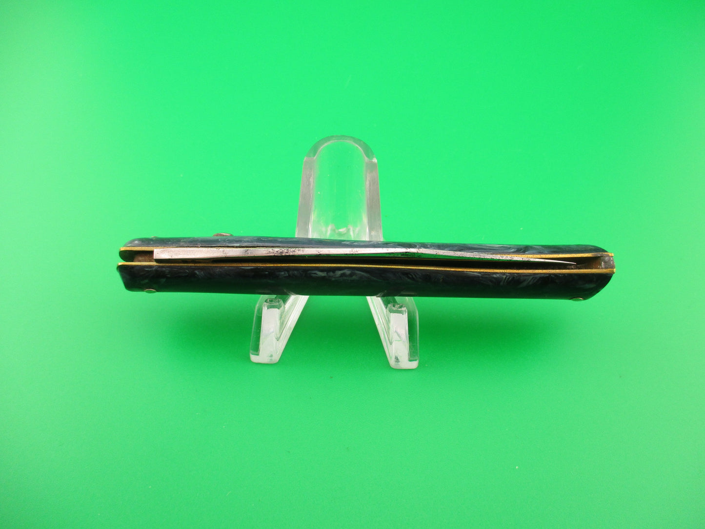 PRESTO Fishtail #6000 Blue swirl celluloid vintage switchblade knife