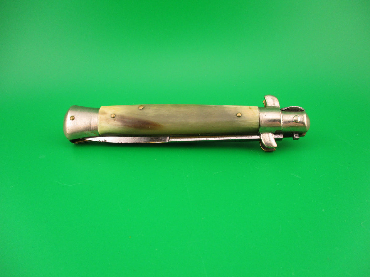 LATAMA ITALY 23cm Italian Picklock Green & Yellow horn 1950s vintage automatic knife