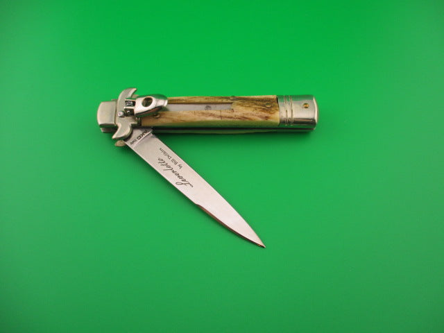 Leverletto by Bill DeShivs AKC Italy 20cm Italian Stag lever guards automatic knife