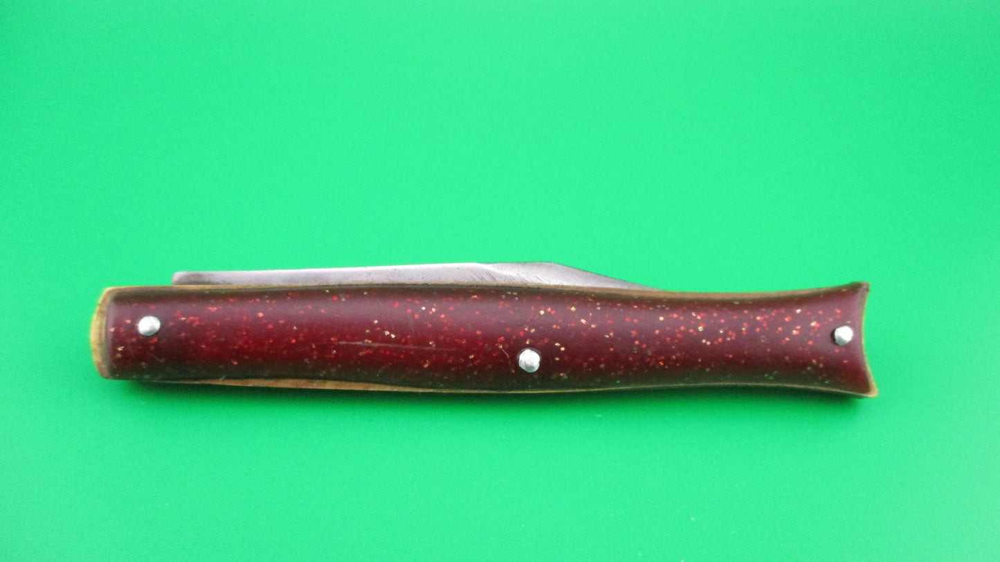 Edgemaster Fishtail Red Sparkle switchblade vintage 1950s