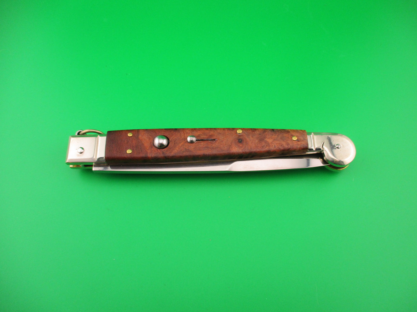 AGA CAMPOLIN 30cm Italian Sicilian Ring Pull Burl wood automatic knife