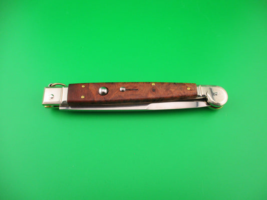 AGA CAMPOLIN 30cm Italian Sicilian Ring Pull Burl wood automatic knife