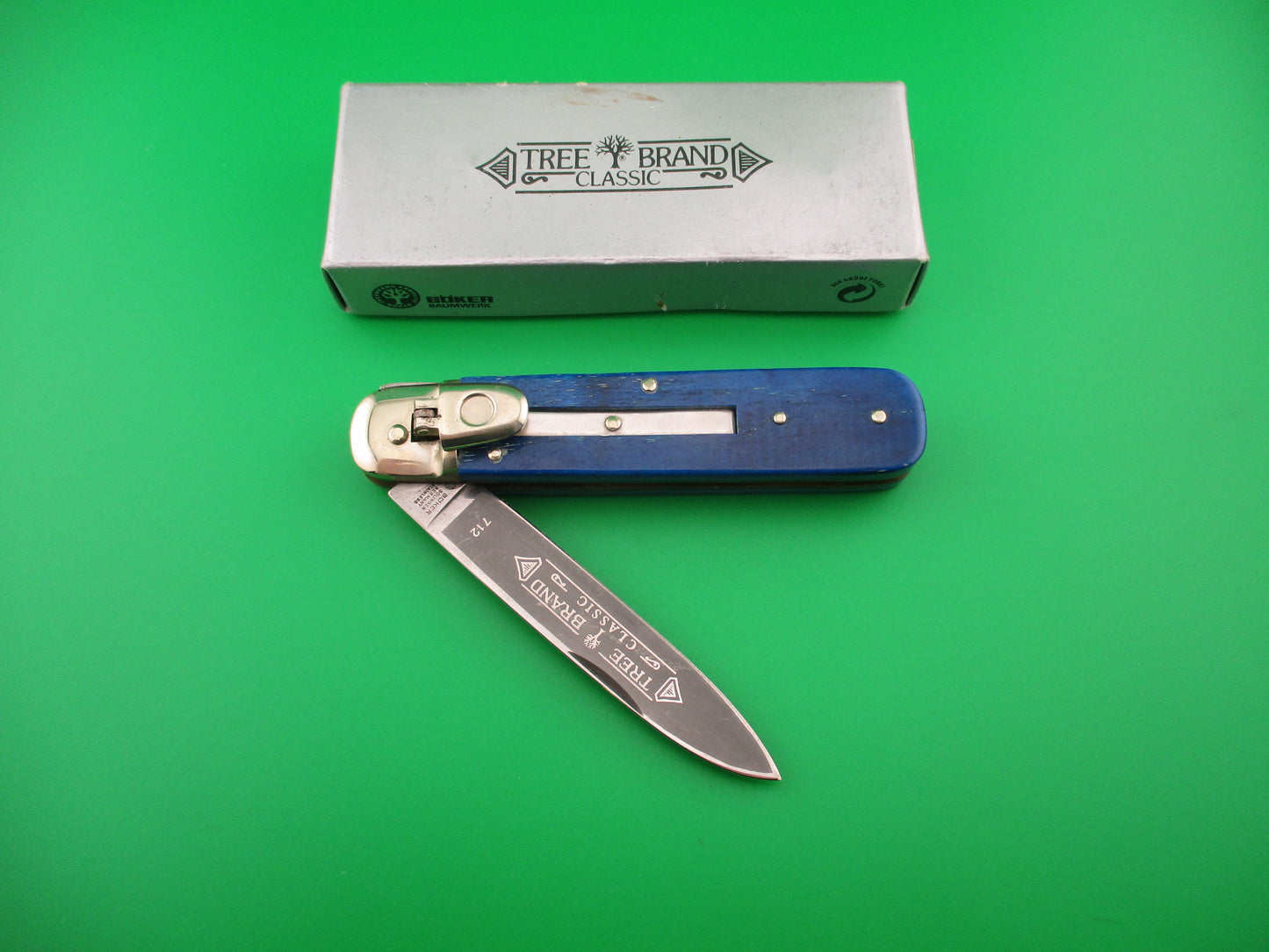 BOKER TREE BRAND CLASSIC 712 11cm German Lever automatic knife Blue bone