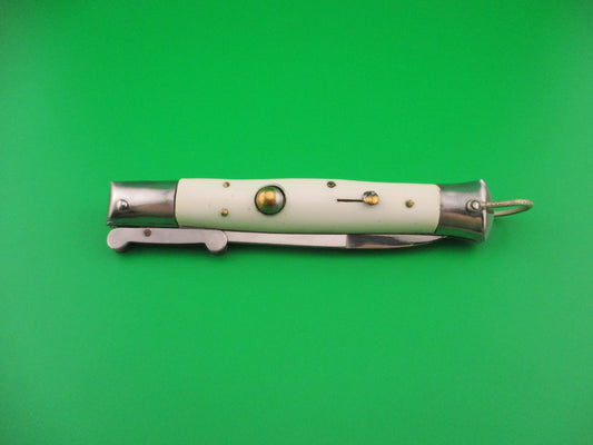 STAINLESS STEEL 22cm Rizzuto style vintage White Swing Guard switchblade knife