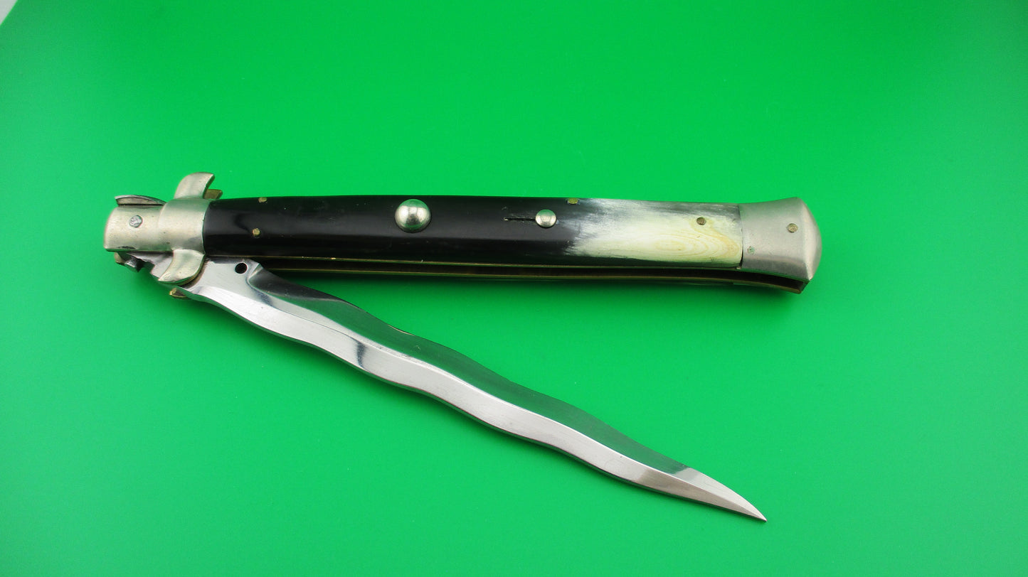 M. ITALY INOX 33cm Italian Picklock KRIS blade automatic knife 1950s Vintage