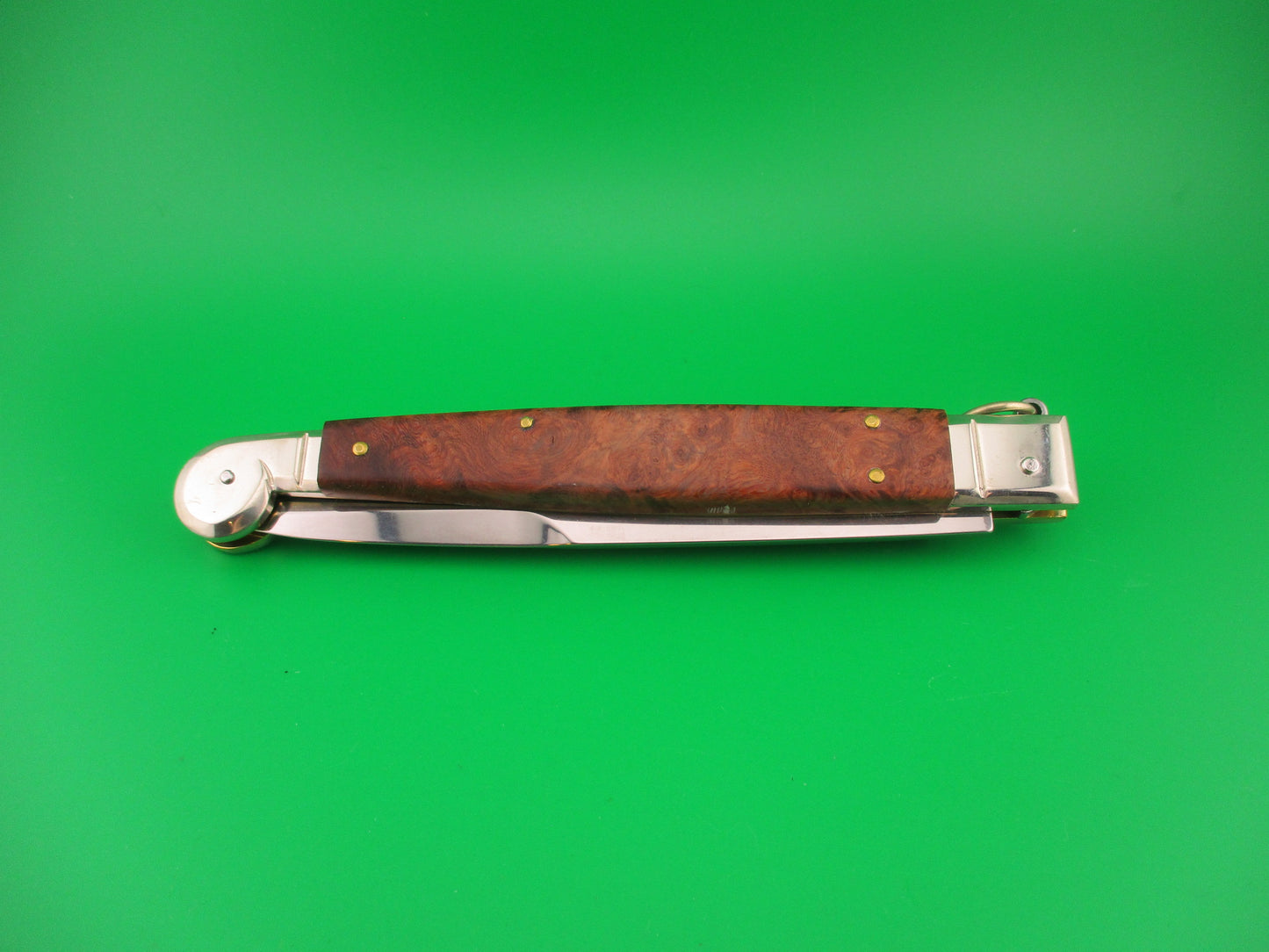AGA CAMPOLIN 30cm Italian Sicilian Ring Pull Burl wood automatic knife