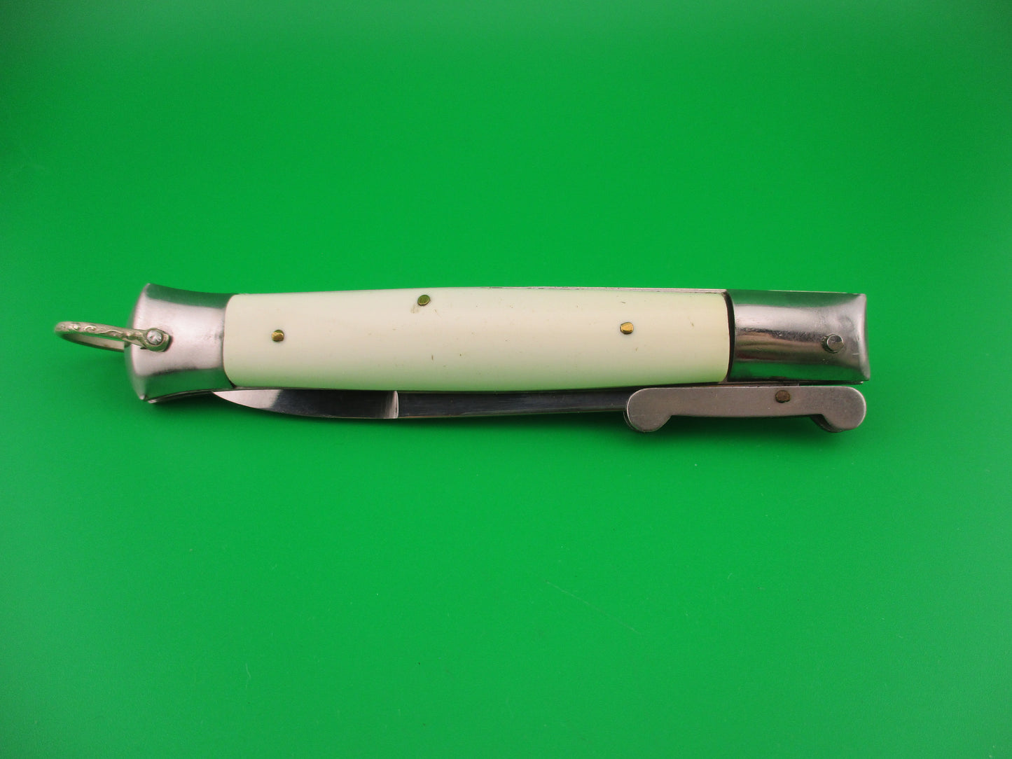 STAINLESS STEEL 22cm Rizzuto style vintage White Swing Guard switchblade knife