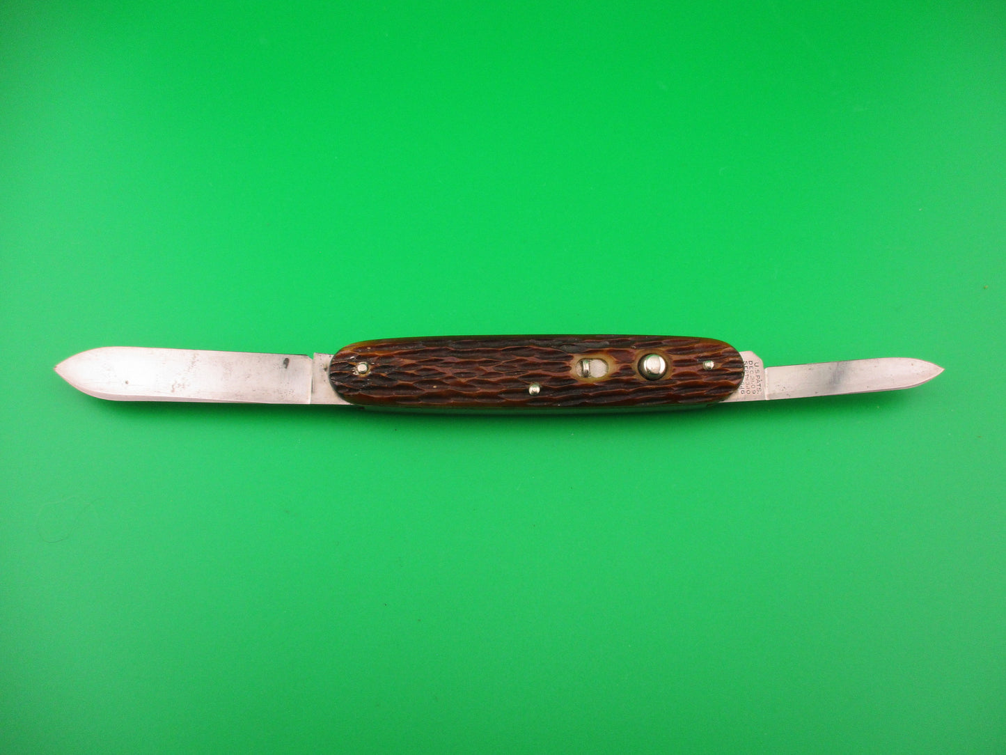 Schrade Cut Co Large Double jigged bone Spear/pen vintage automatic knife