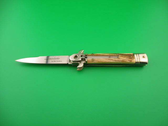 Leverletto by Bill DeShivs AKC Italy 20cm Italian Stag lever guards automatic knife