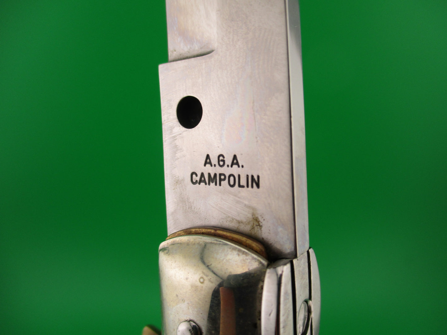 AGA CAMPOLIN ITALY 38cm Italian swivel bolster Stag stiletto 15 inch automatic knife