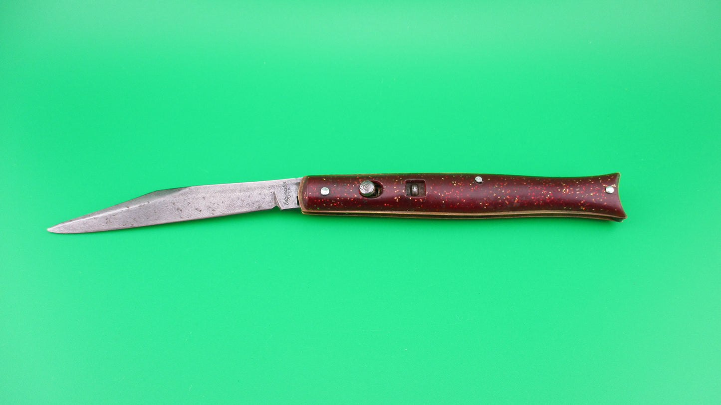 Edgemaster Fishtail Red Sparkle switchblade vintage 1950s