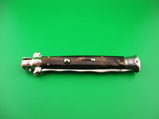 ITALY INOX 28cm Italian Swivel Bolster KRIS Brown horn automatic knife