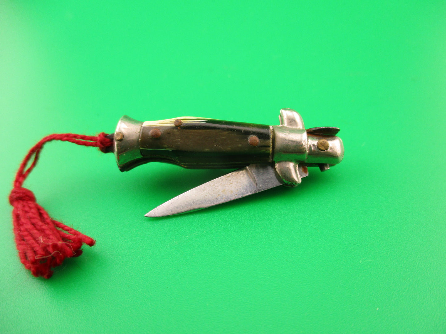 INOX 7cm Italian Mini Picklock Vintage 1960s Swedge Horn 4 pin automatic knife