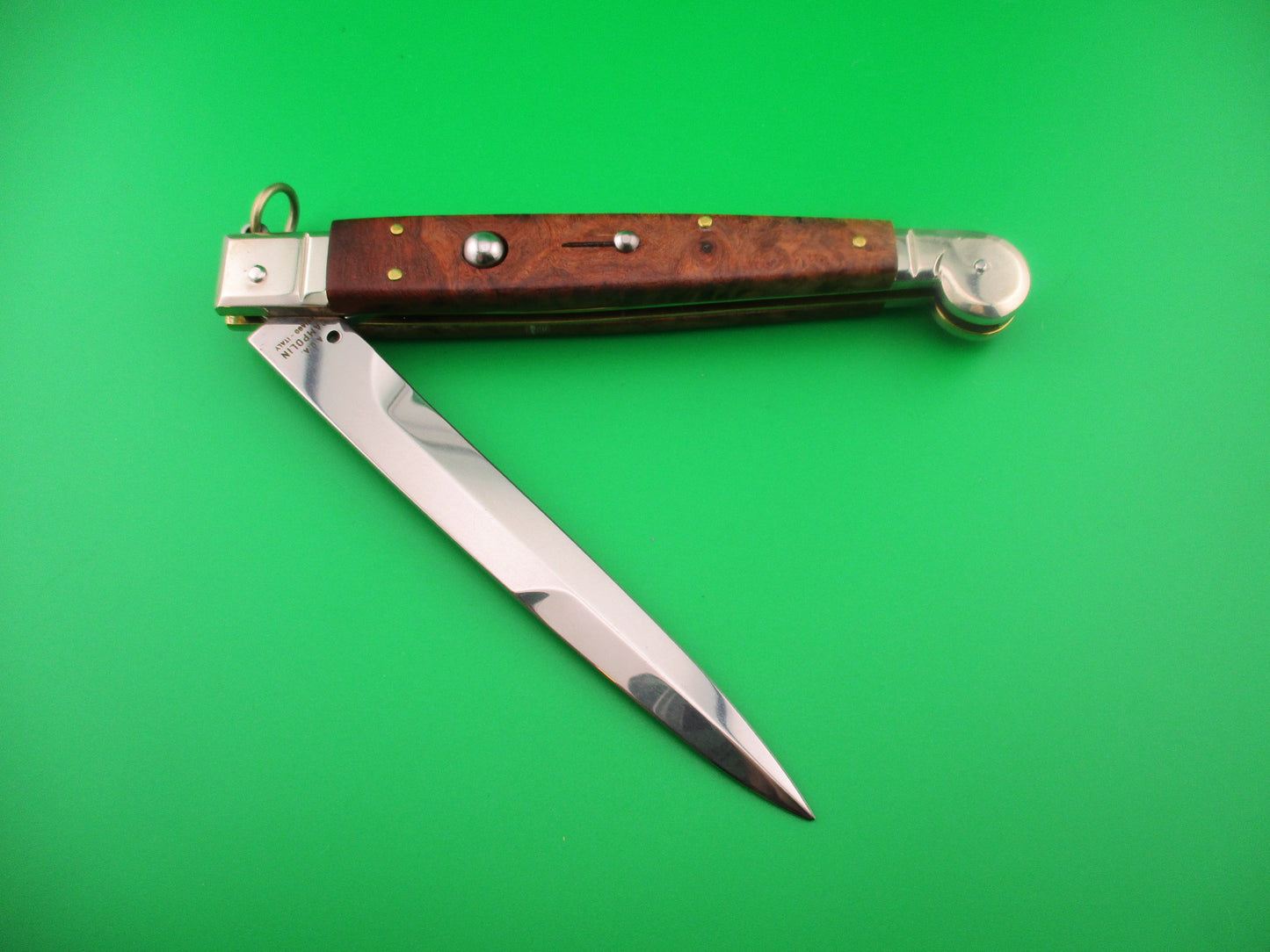 AGA CAMPOLIN 30cm Italian Sicilian Ring Pull Burl wood automatic knife