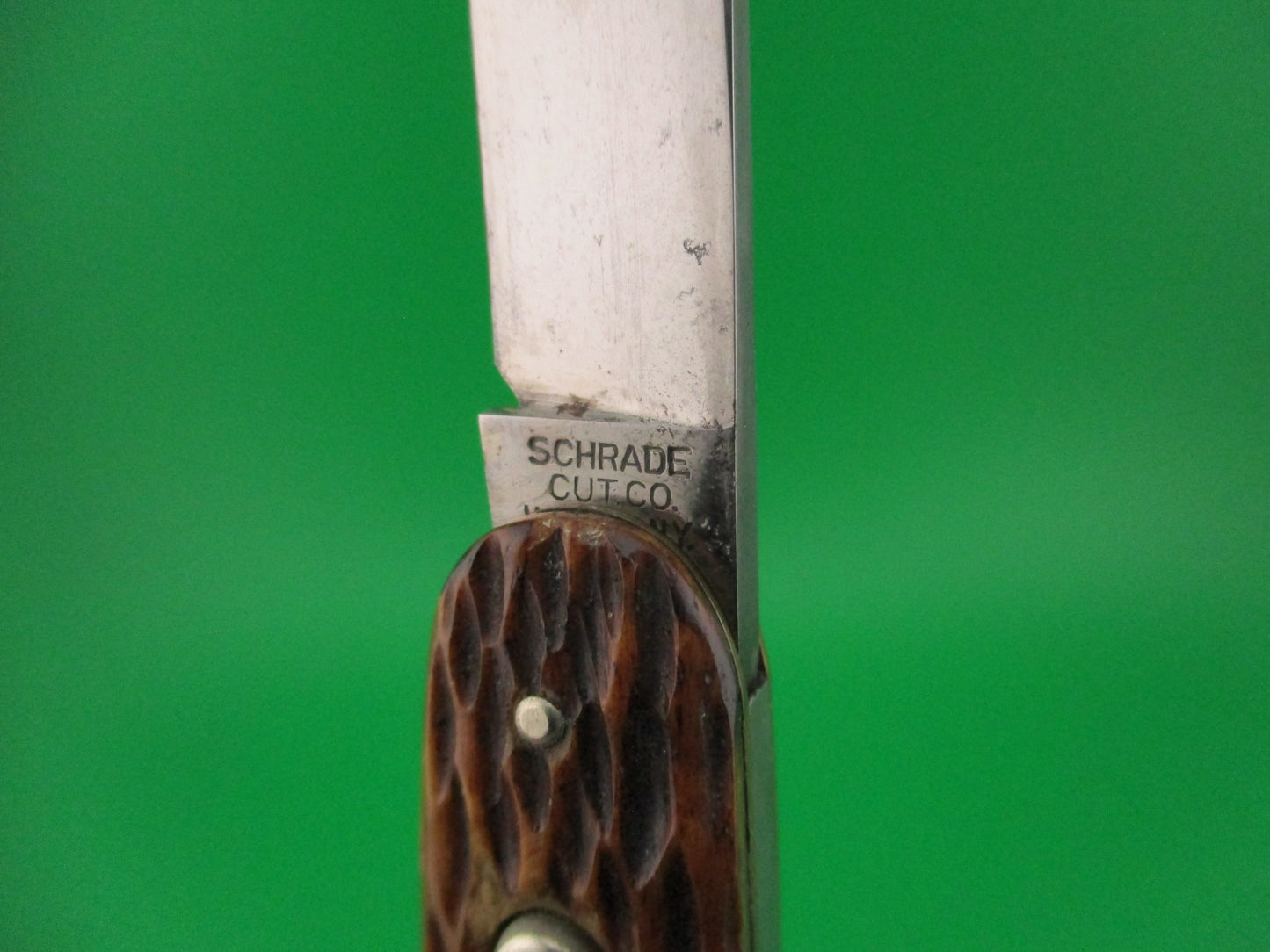 Schrade Cut Co Large Double jigged bone Spear/pen vintage automatic knife