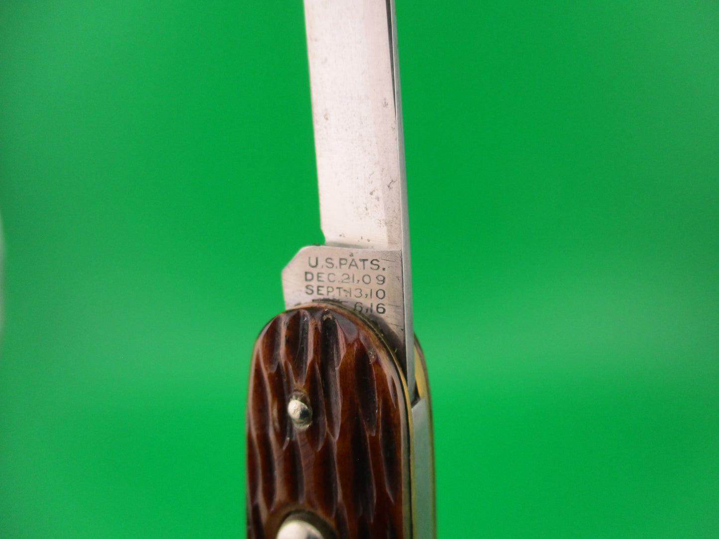 Schrade Cut Co Large Double jigged bone Spear/pen vintage automatic knife