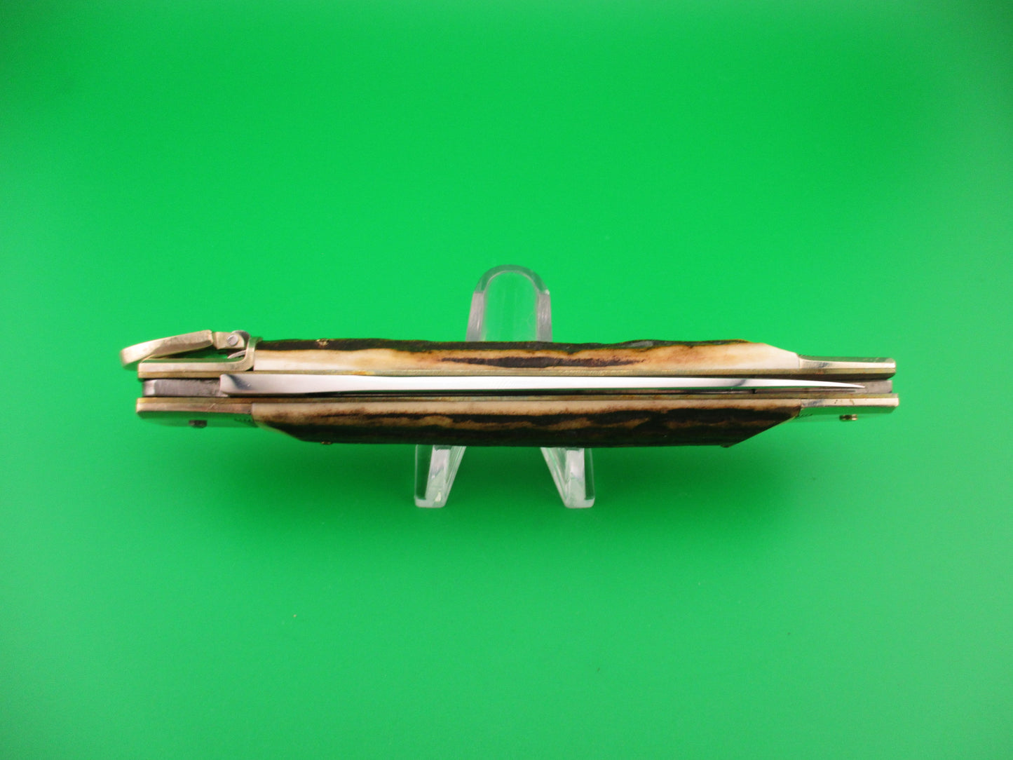 Hubertus 14cm German Slimline Stag Spear point blade Lever automatic knife