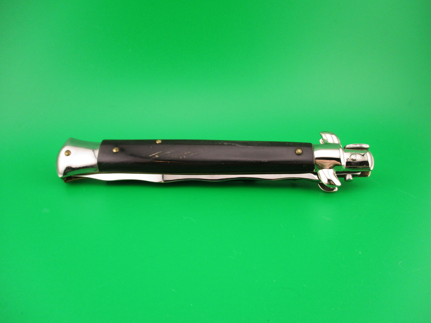 ITALY INOX 28cm Italian Swivel Bolster KRIS Brown horn automatic knife
