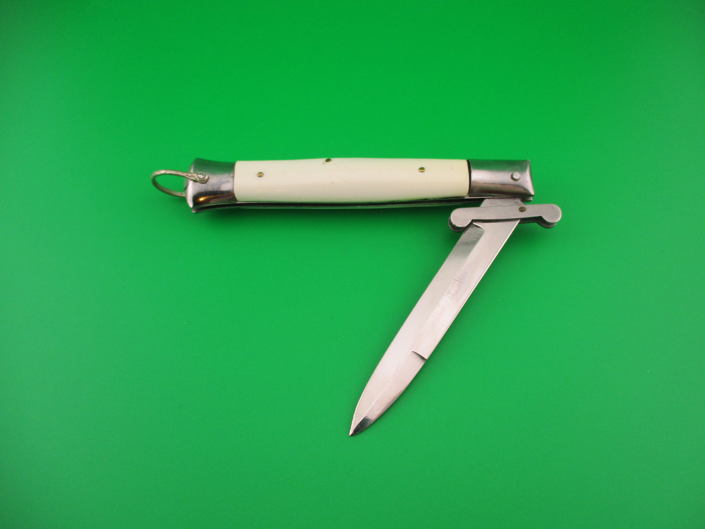 STAINLESS STEEL 22cm Rizzuto style vintage White Swing Guard switchblade knife
