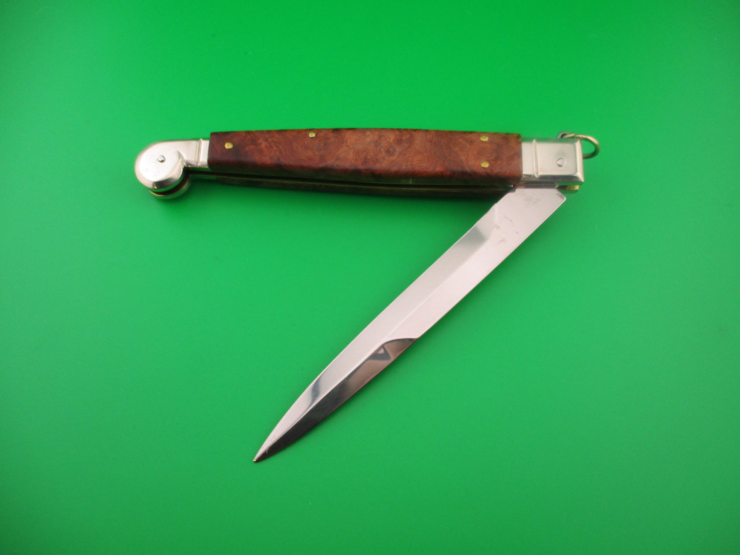 AGA CAMPOLIN 30cm Italian Sicilian Ring Pull Burl wood automatic knife