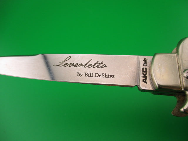 Leverletto by Bill DeShivs AKC Italy 20cm Italian Stag lever guards automatic knife
