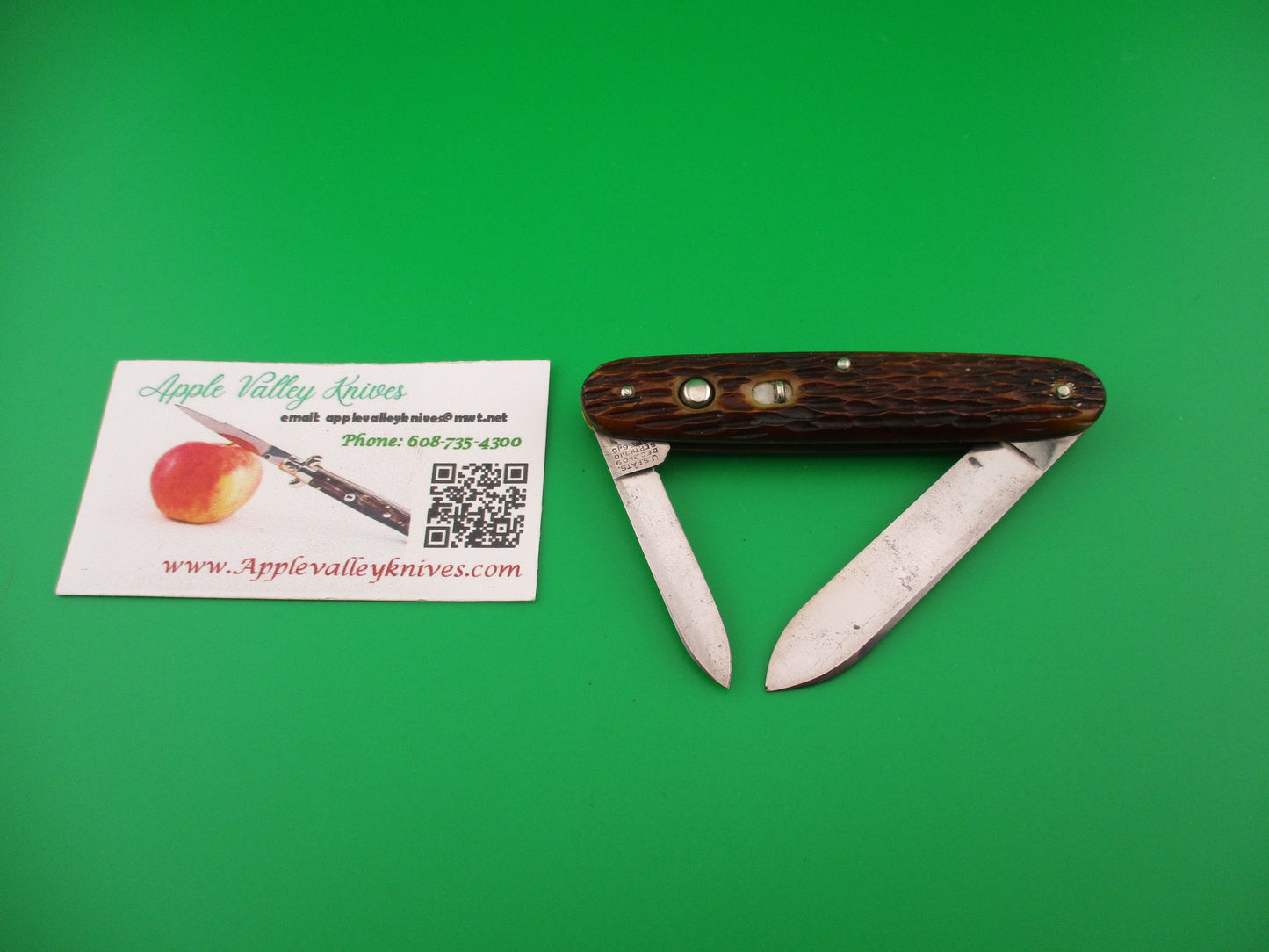 Schrade Cut Co Large Double jigged bone Spear/pen vintage automatic knife