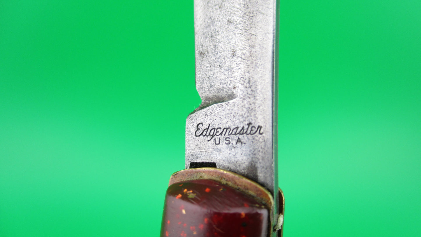 Edgemaster Fishtail Red Sparkle switchblade vintage 1950s