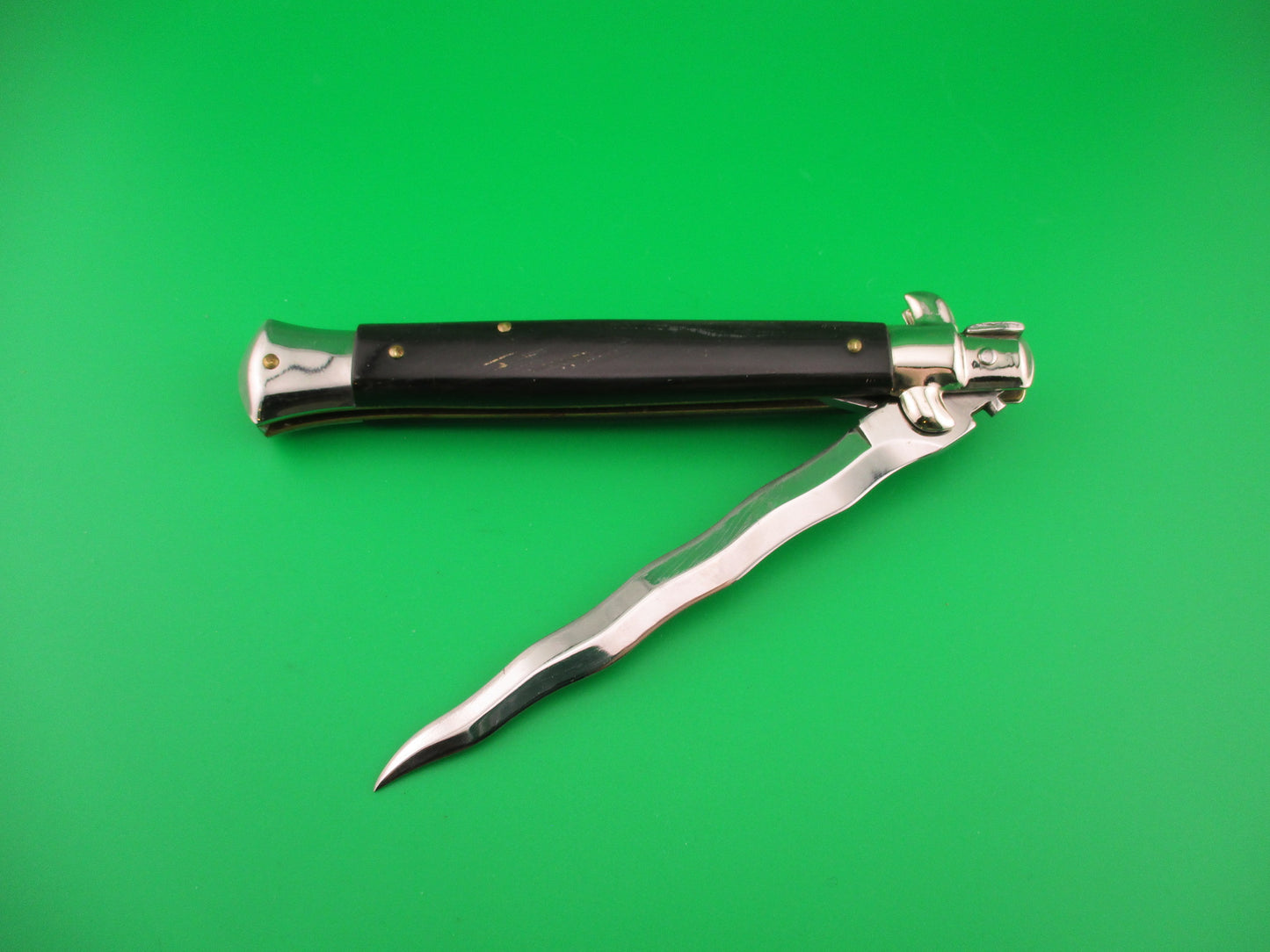 ITALY INOX 28cm Italian Swivel Bolster KRIS Brown horn automatic knife