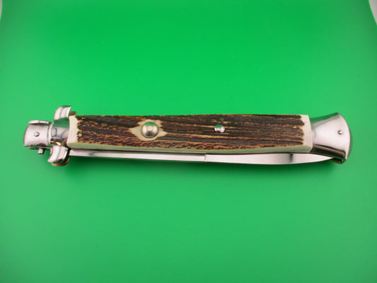 ROSTFREI ITALY 45cm Italian Stiletto Swivel bolster Stag 18 inch automatic knife
