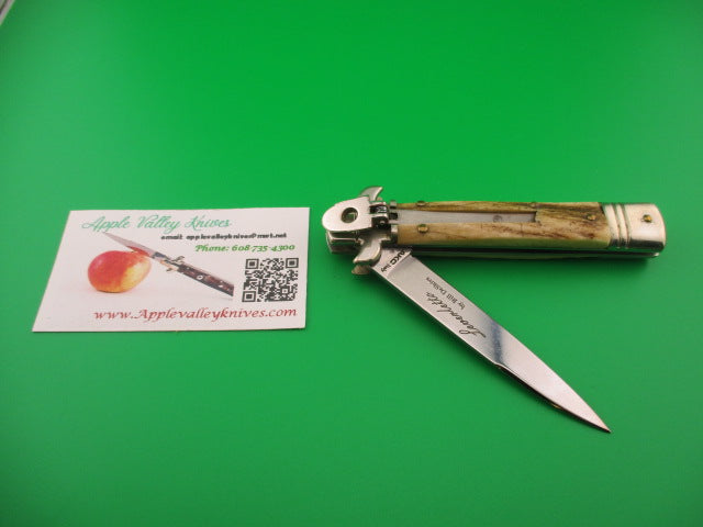 Leverletto by Bill DeShivs AKC Italy 20cm Italian Stag lever guards automatic knife