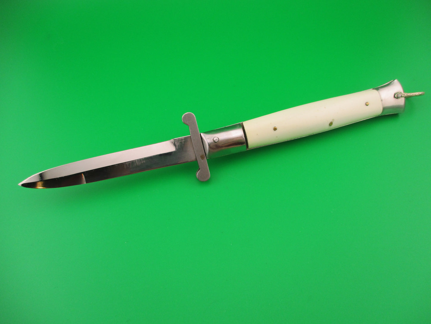STAINLESS STEEL 22cm Rizzuto style vintage White Swing Guard switchblade knife