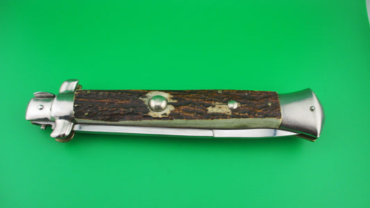 ROSTFREI 38cm Italian Picklock Stiletto STAG 15 inch automatic knife