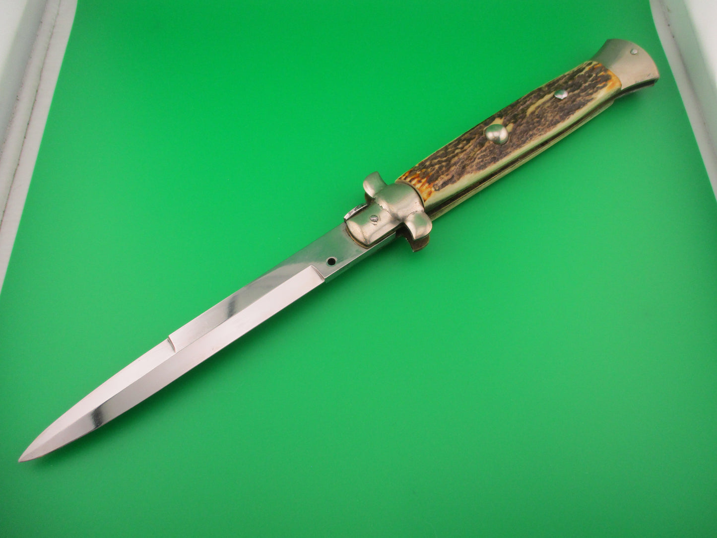 Sterile 38cm Italian Transitional Stiletto Stag 15 inch automatic knife