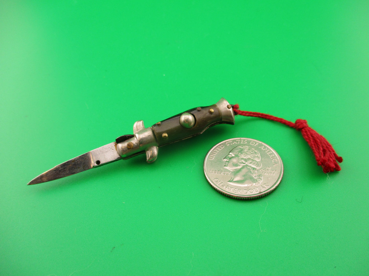 INOX 7cm Italian Mini Picklock Vintage 1960s Swedge Horn 4 pin automatic knife